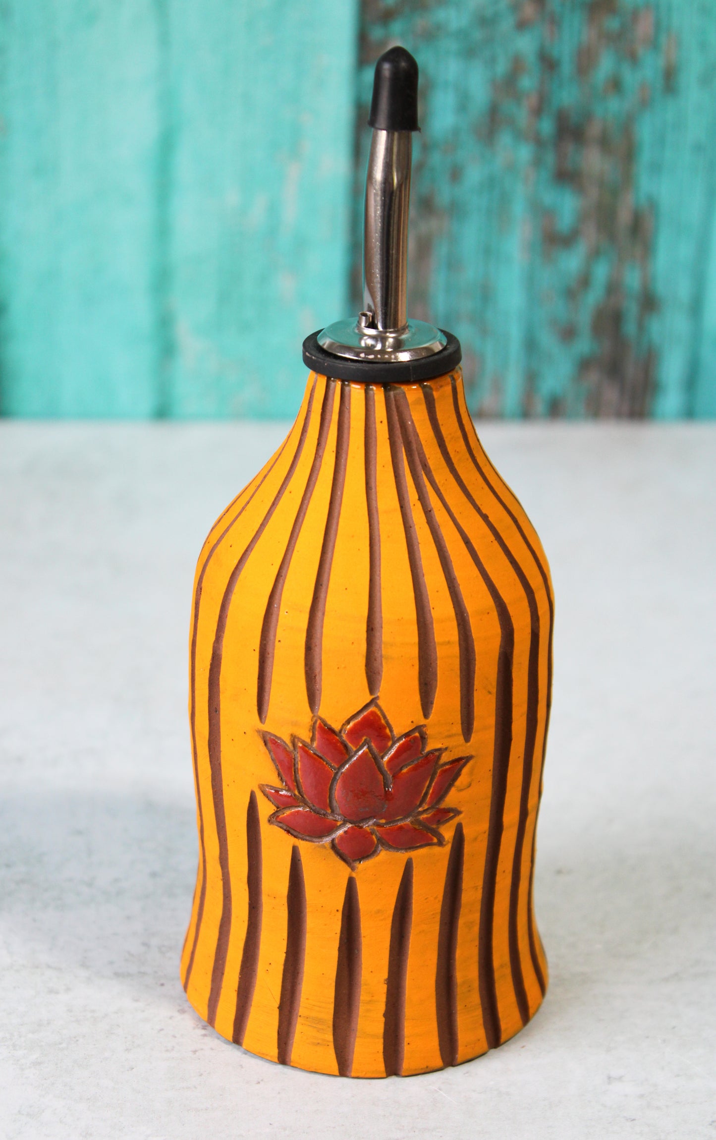 Oil Bottle - Carved Lotus