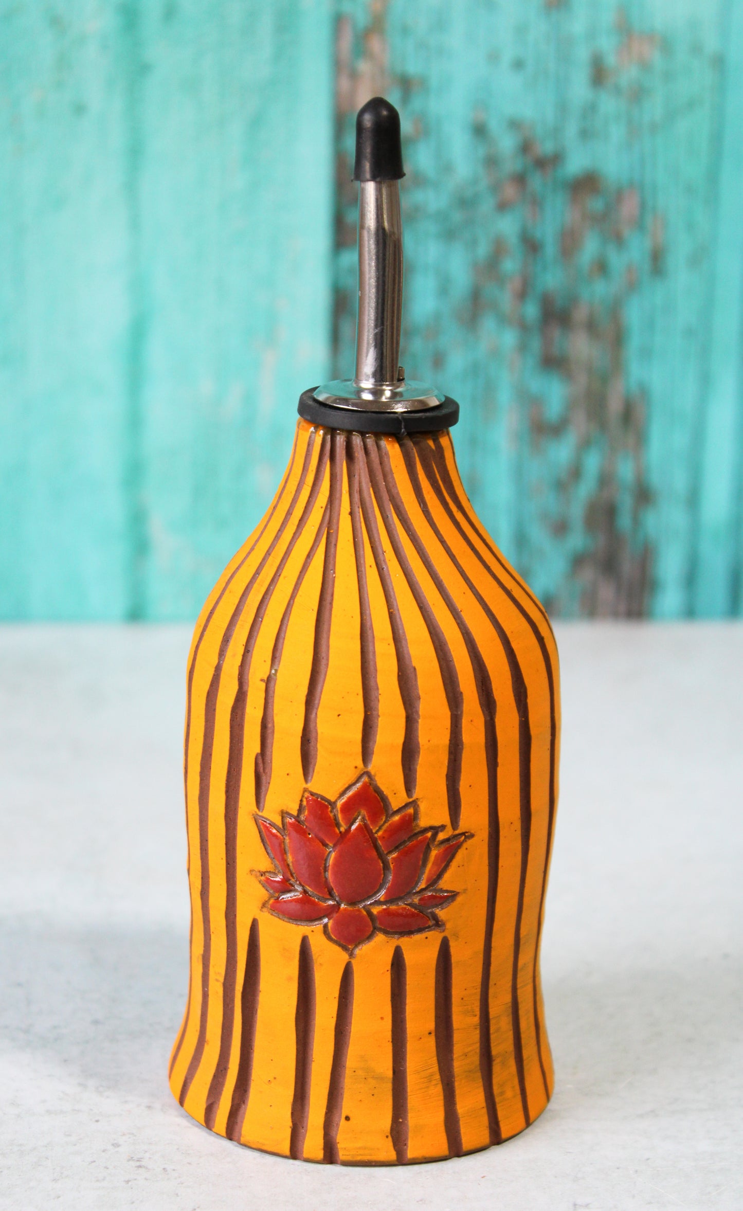 Oil Bottle - Carved Lotus