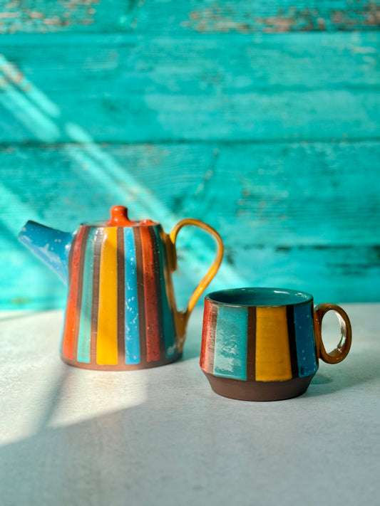 Teapot + Tea cup set - Multicolor