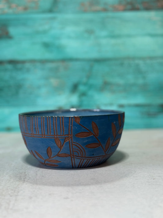 Bowl - Carved Blue